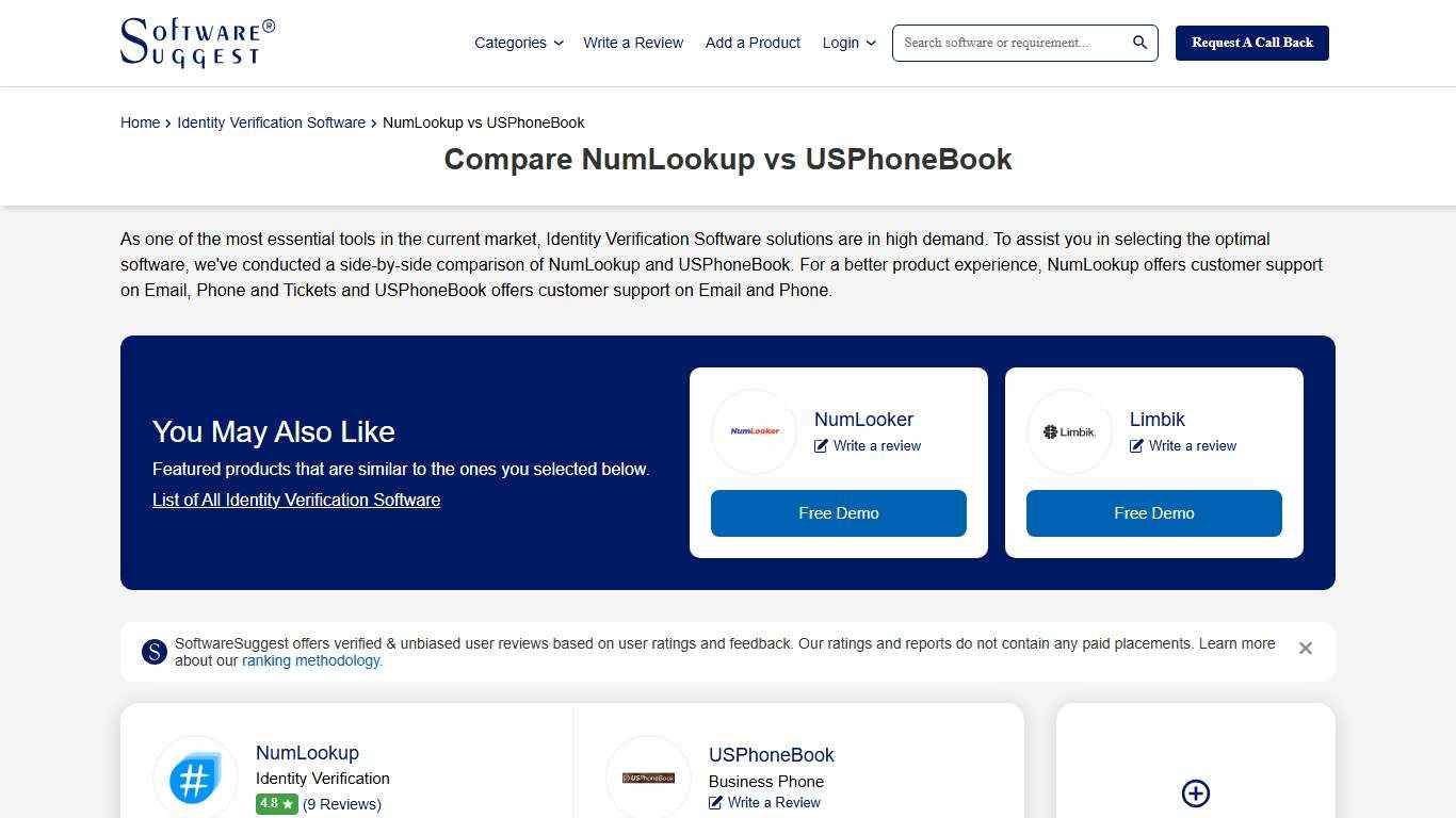 Compare NumLookup vs USPhoneBook in January 2026